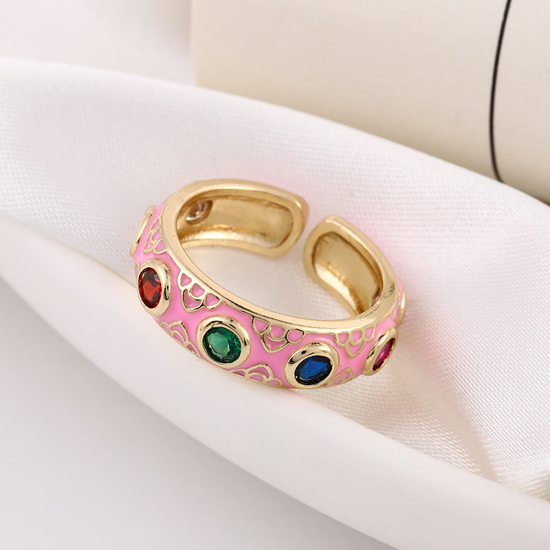 Venta al por mayor Anillo ajustable de apertura de ojo de diablo de cobre